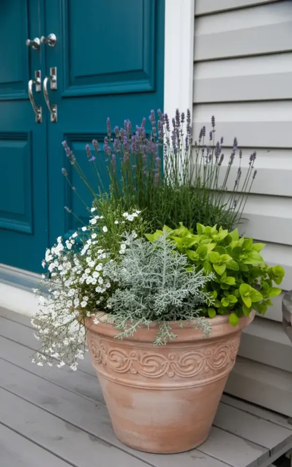Cozy Front Door Planter Ideas with Lavender | Terracotta Pot Inspiration